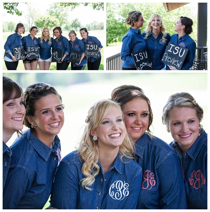 Monogrammed Denim Bridesmaids Shirts