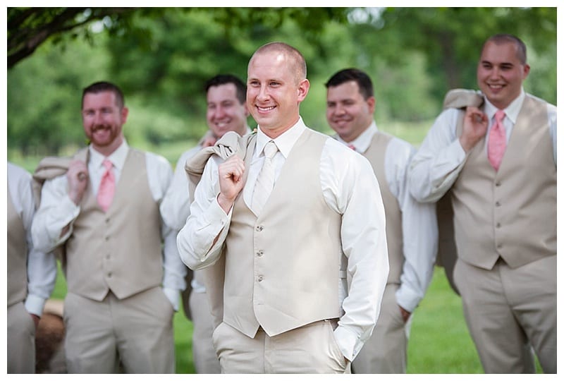 Tan groomsmen tuxes photos