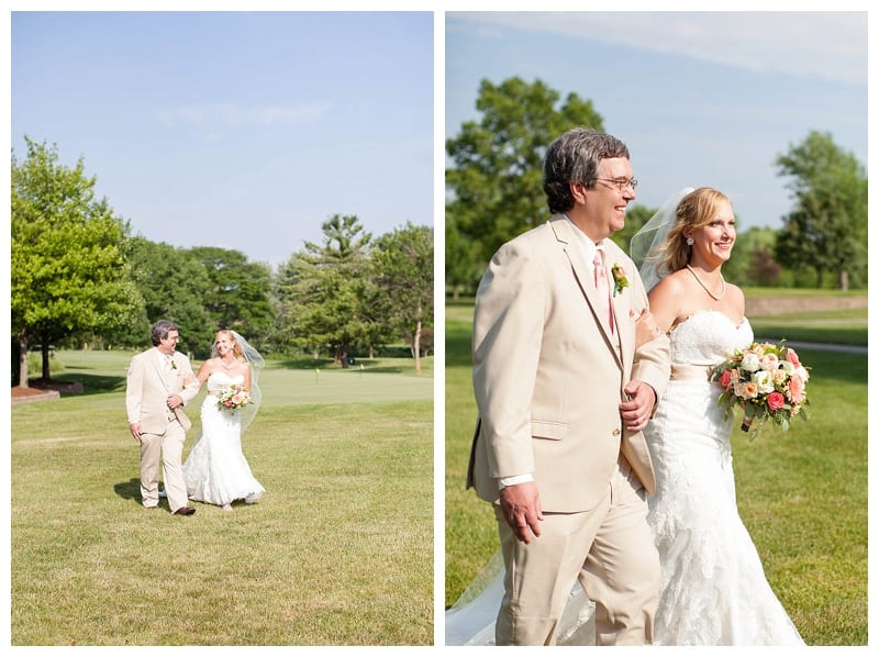 bride and her dad walking down aisle