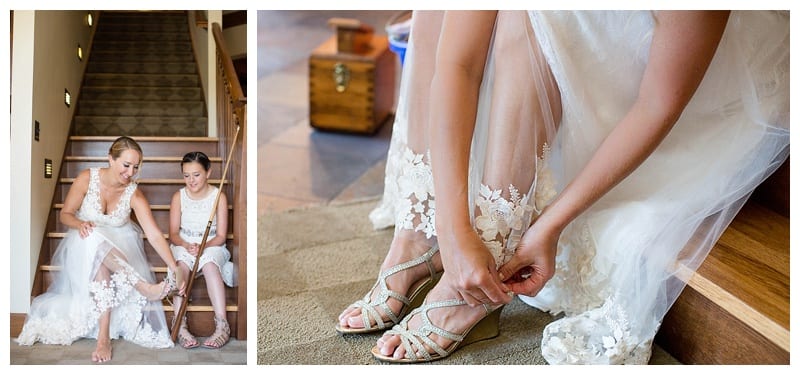 bride getting dressed