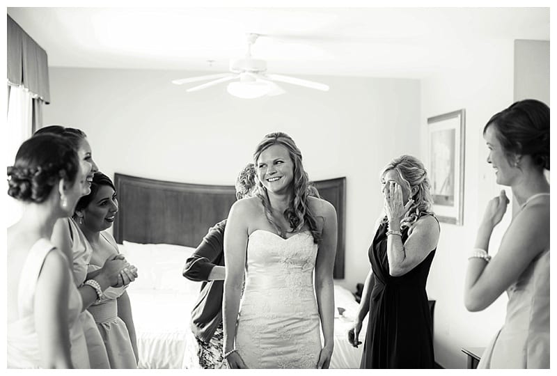 bride and bridesmaids first look