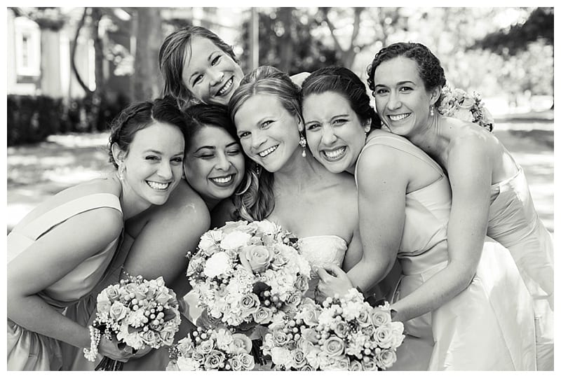 hugging bridesmaids photos