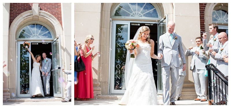bubbles exiting church