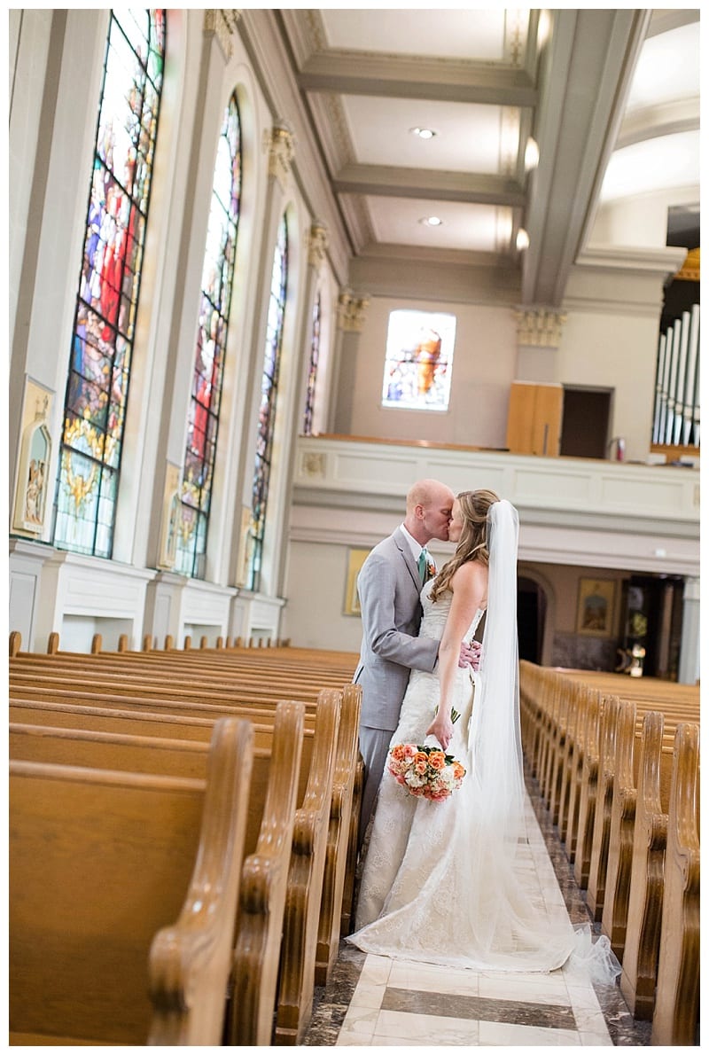 bride and groom in church