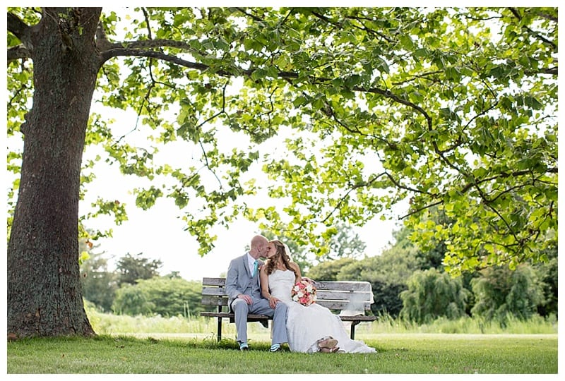 kissing bride and groom