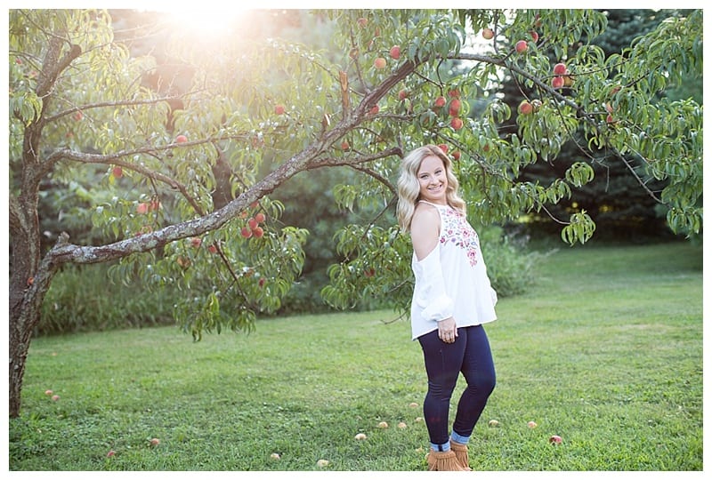 peach tree senior session