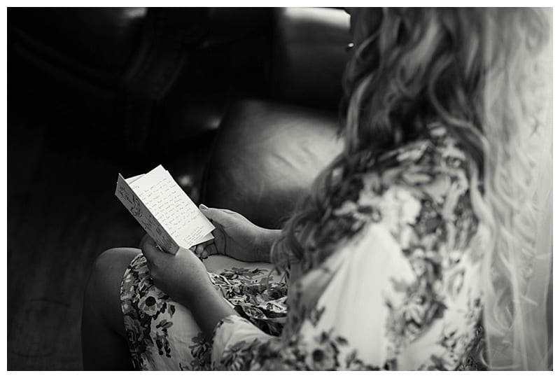 bride reading letter