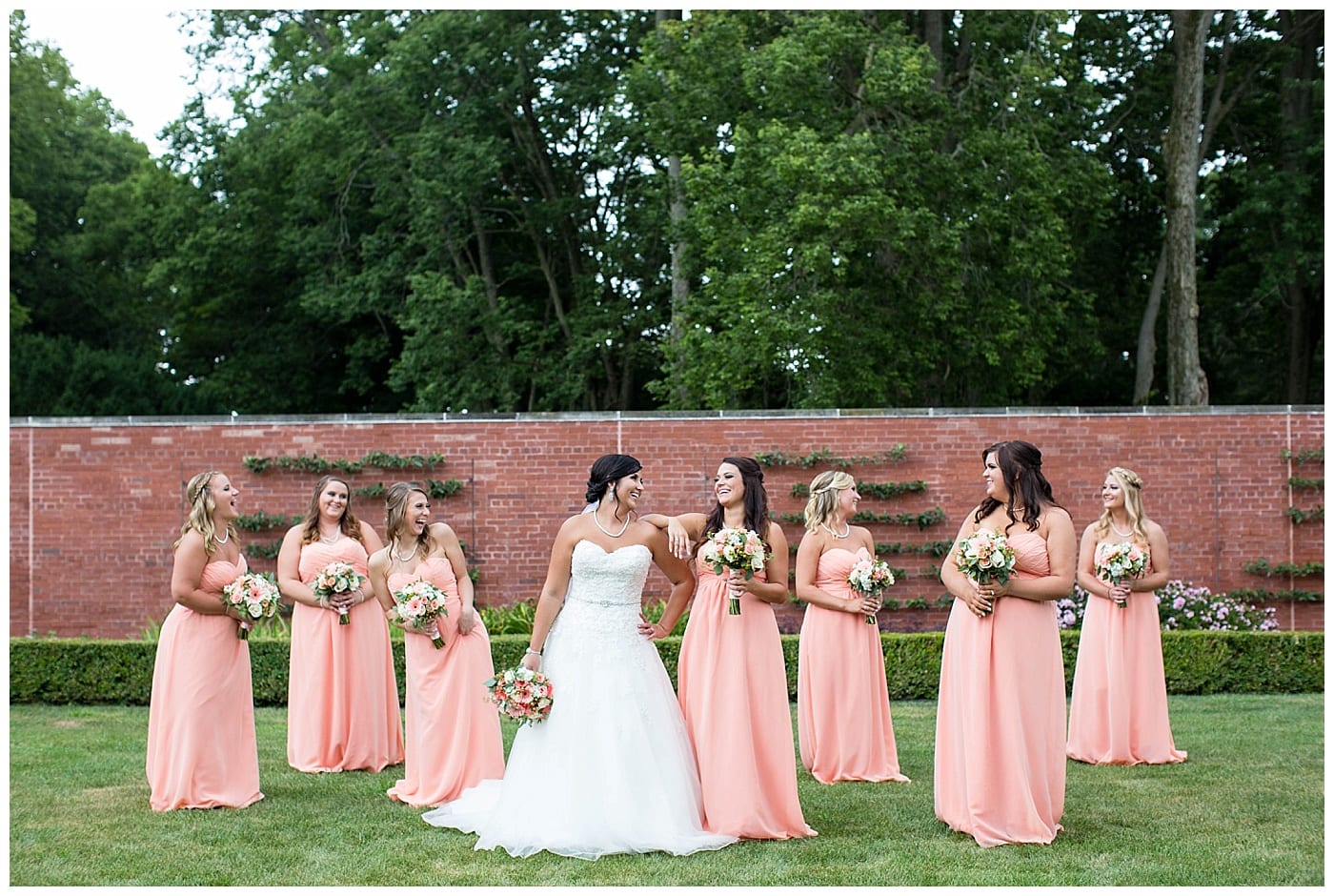 peach bridal party