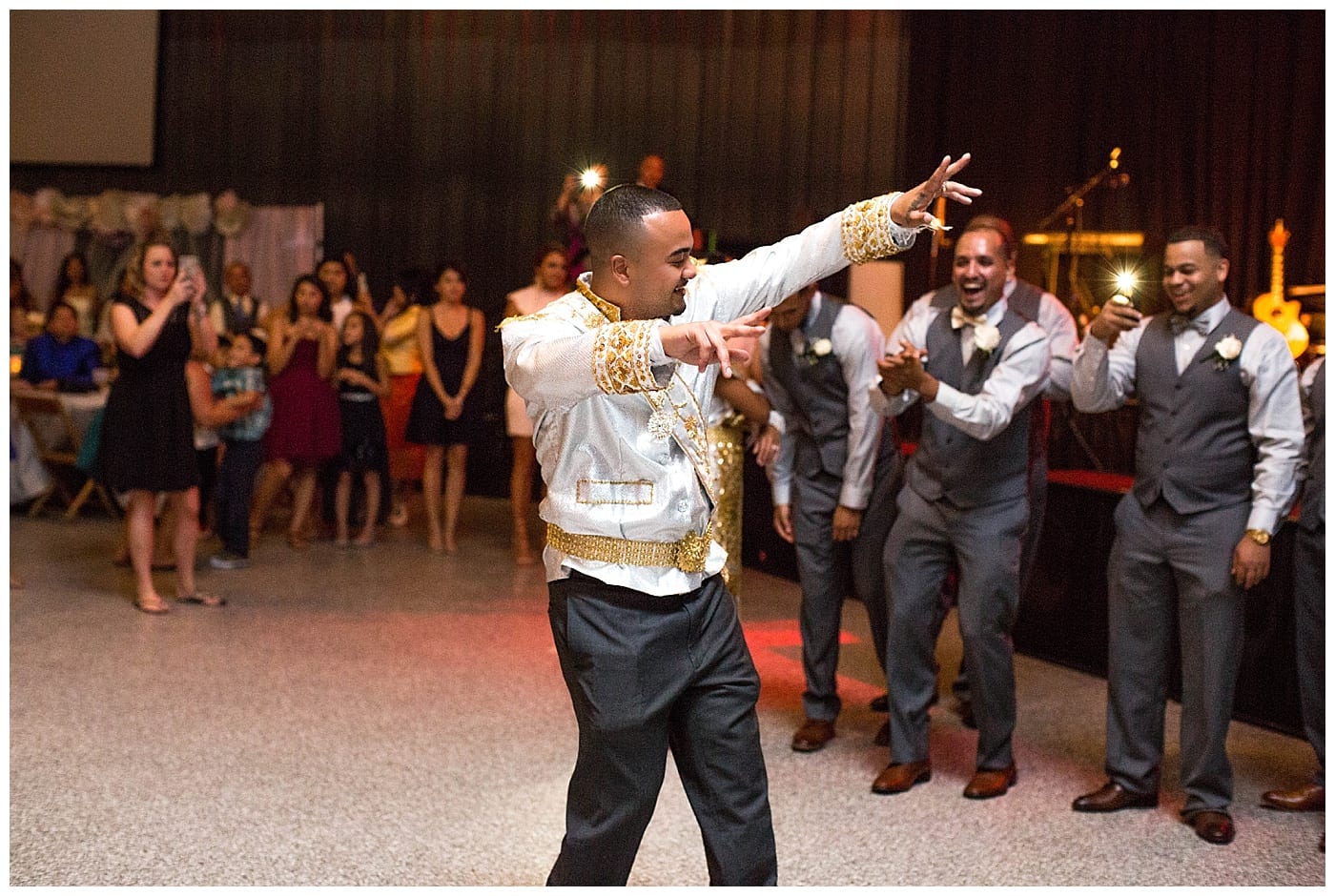 gold and white cambodian wedding