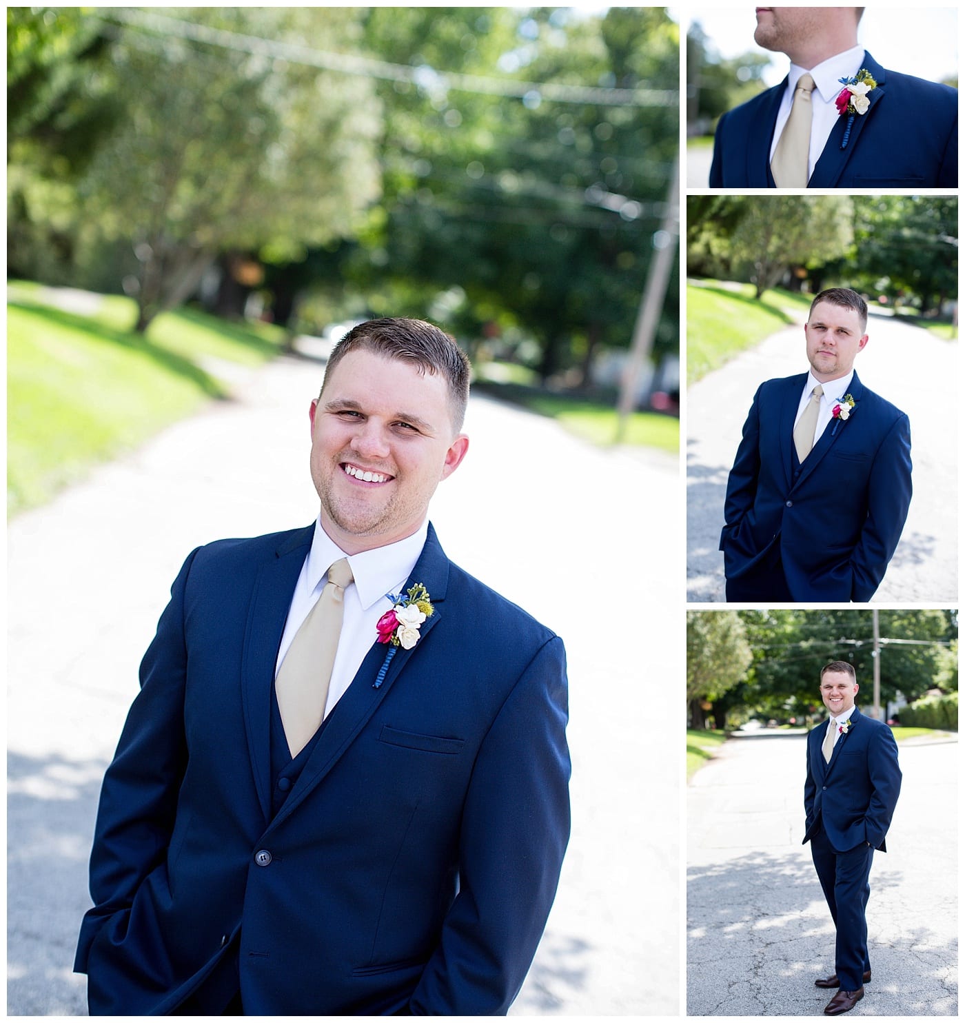 navy suit groom portraits