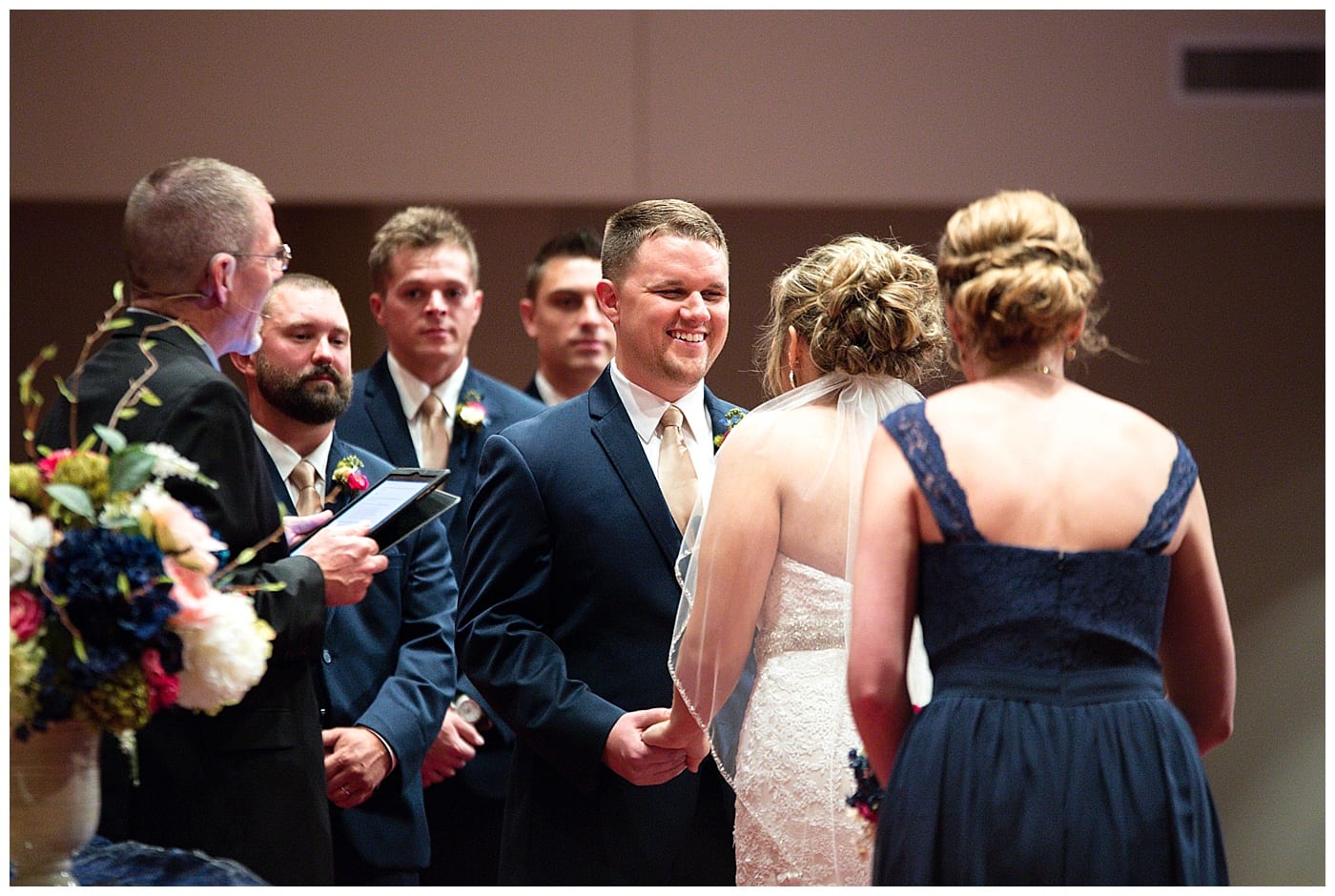 gold and navy suit
