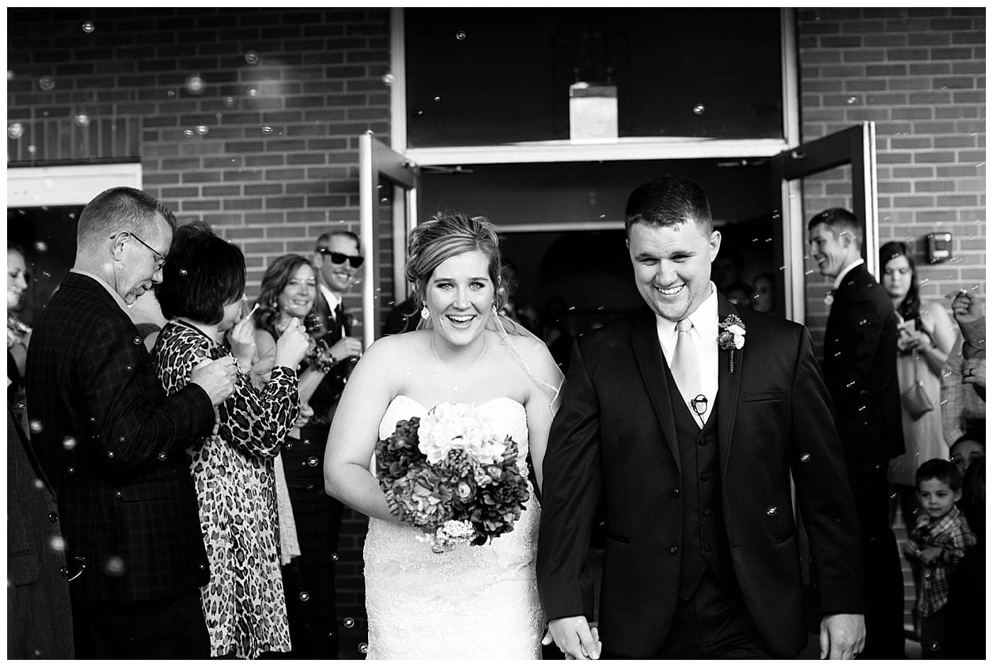 bubbles bride and groom